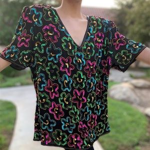 VTG Sequin and Bead Embellished Top
